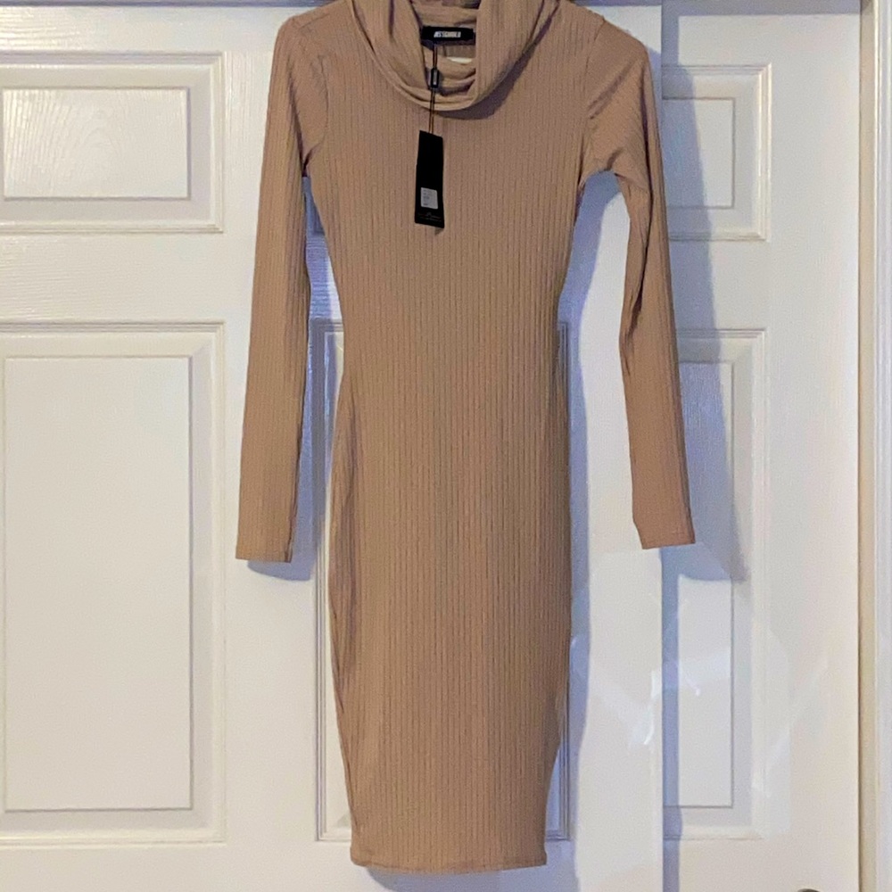 {{MISSGUIDED}} tan ribbed dress